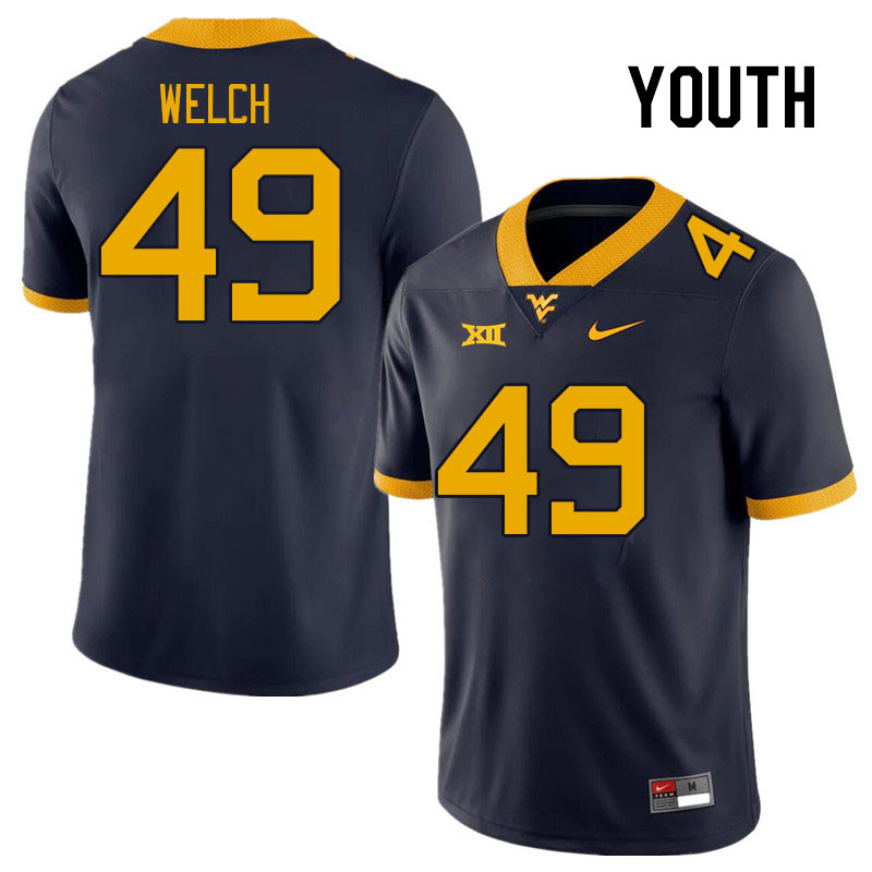 Youth #49 Austin Welch West Virginia Mountaineers College Football Jerseys Stitched Sale-Navy